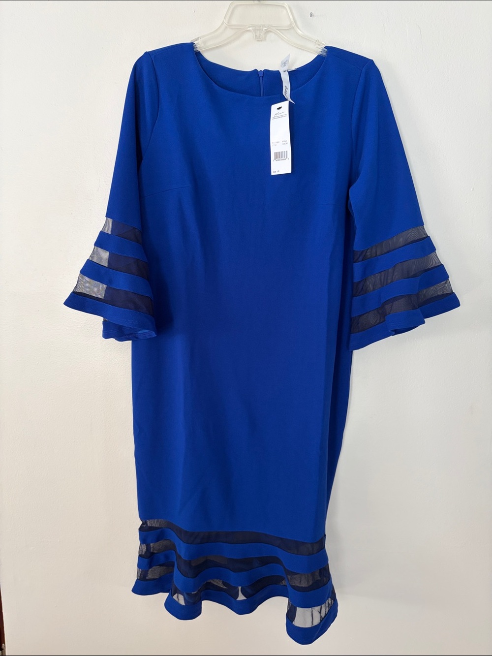 NY Collection Royal Blue Bell-Sleeve Sheath Dress- NWT